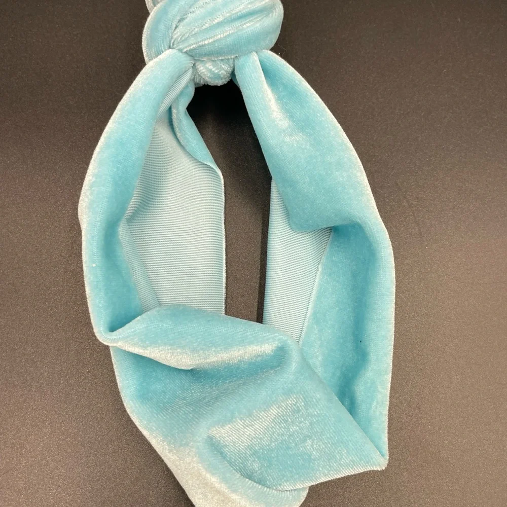 Baby Blue Velvet Infant Girls OS Knotted Headband